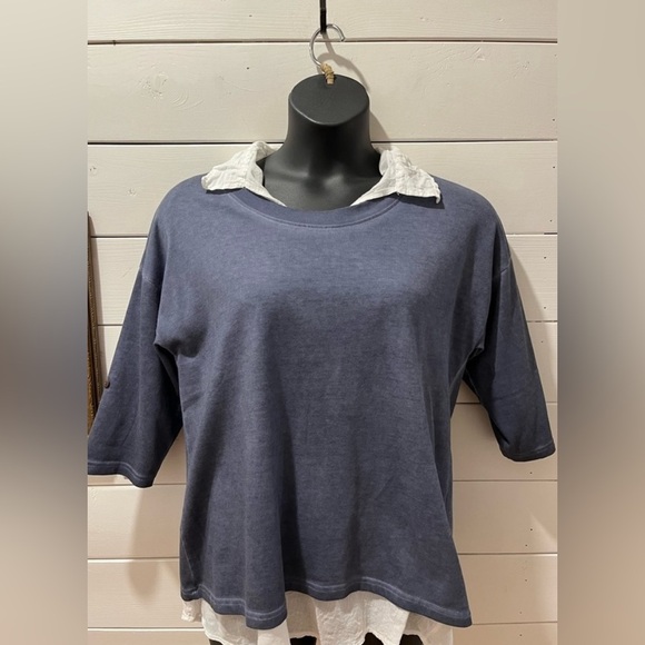 Claire France two-piece set: white blouse and a blue sweater size 1x - Picture 1 of 8